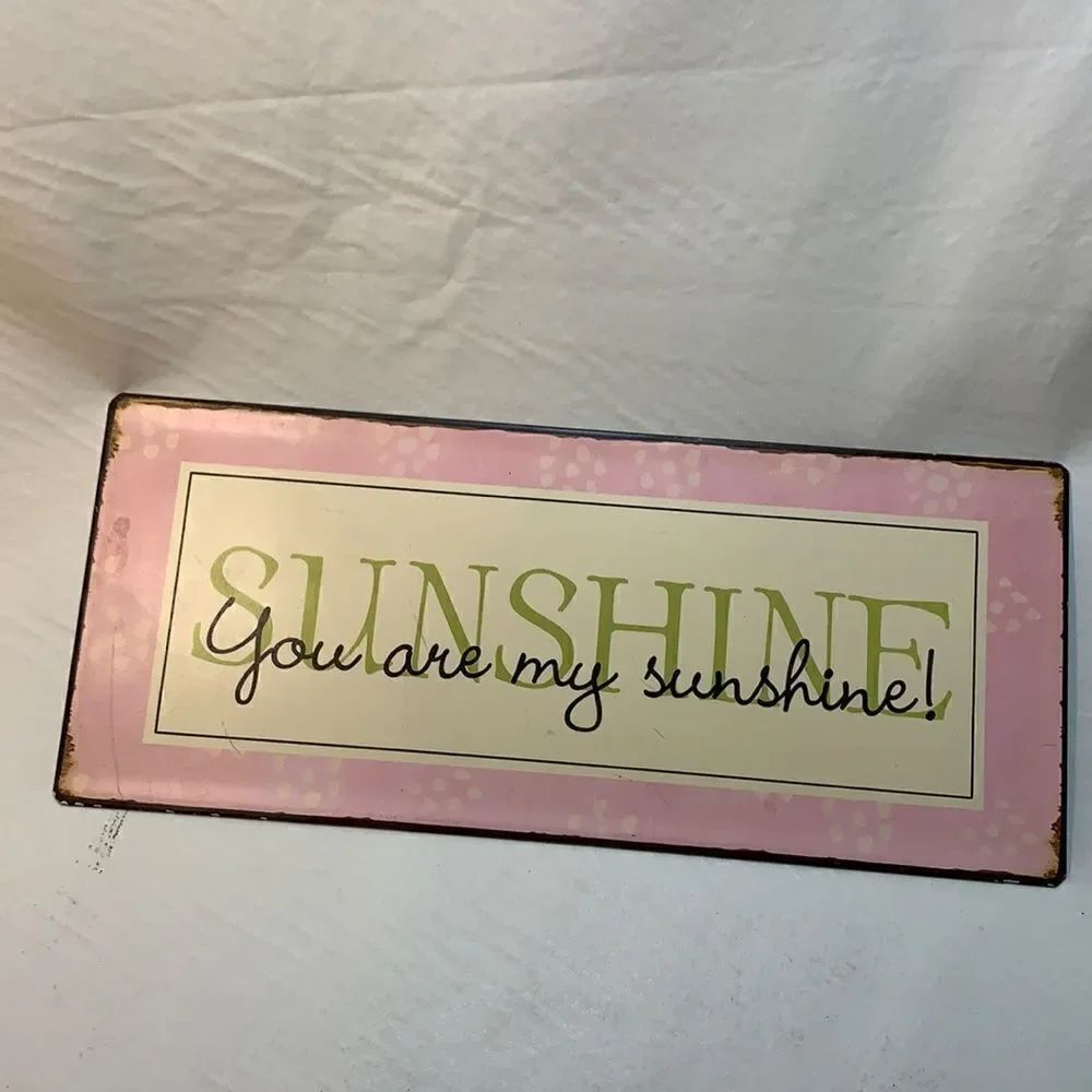 SUNSHINE Pink Yellow Metal Rusted Distressed  Hobby Lobby Art Sign 12 X 15 Inch
